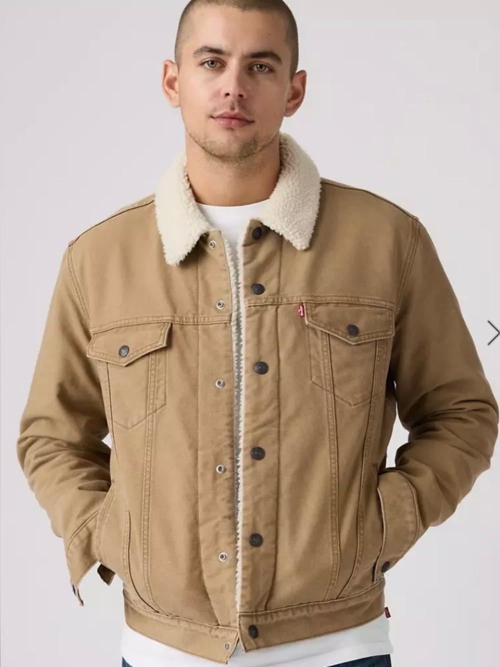 New Levi's Corduroy Sherpa Trucker Jacket Khaki Men's Size XXL Winter Type 3